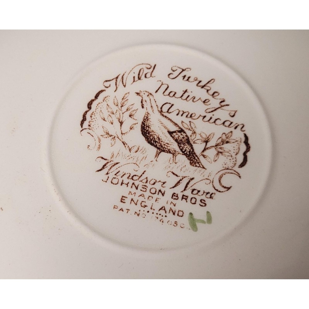 Wild Turkeys Windsor Ware Johnson Brothers Flat Cup & Saucer Set - Picture 5 of 11